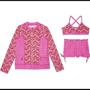 Cabana Life Rash Guard 3-piece Swim Set sz 10 New